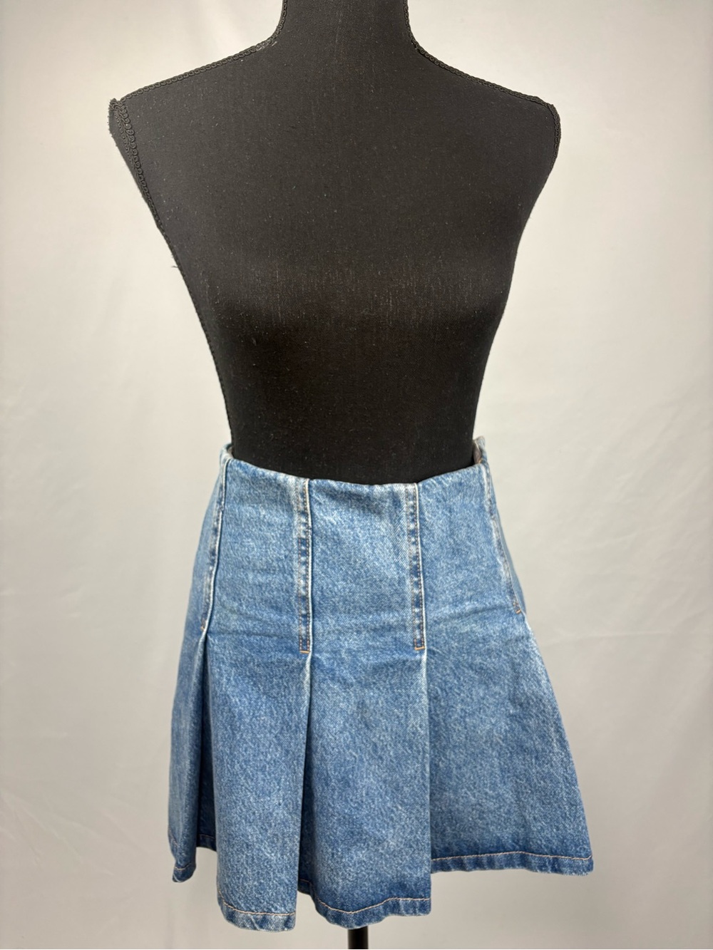 Denim Mini Skirt Pleated H&M Blue